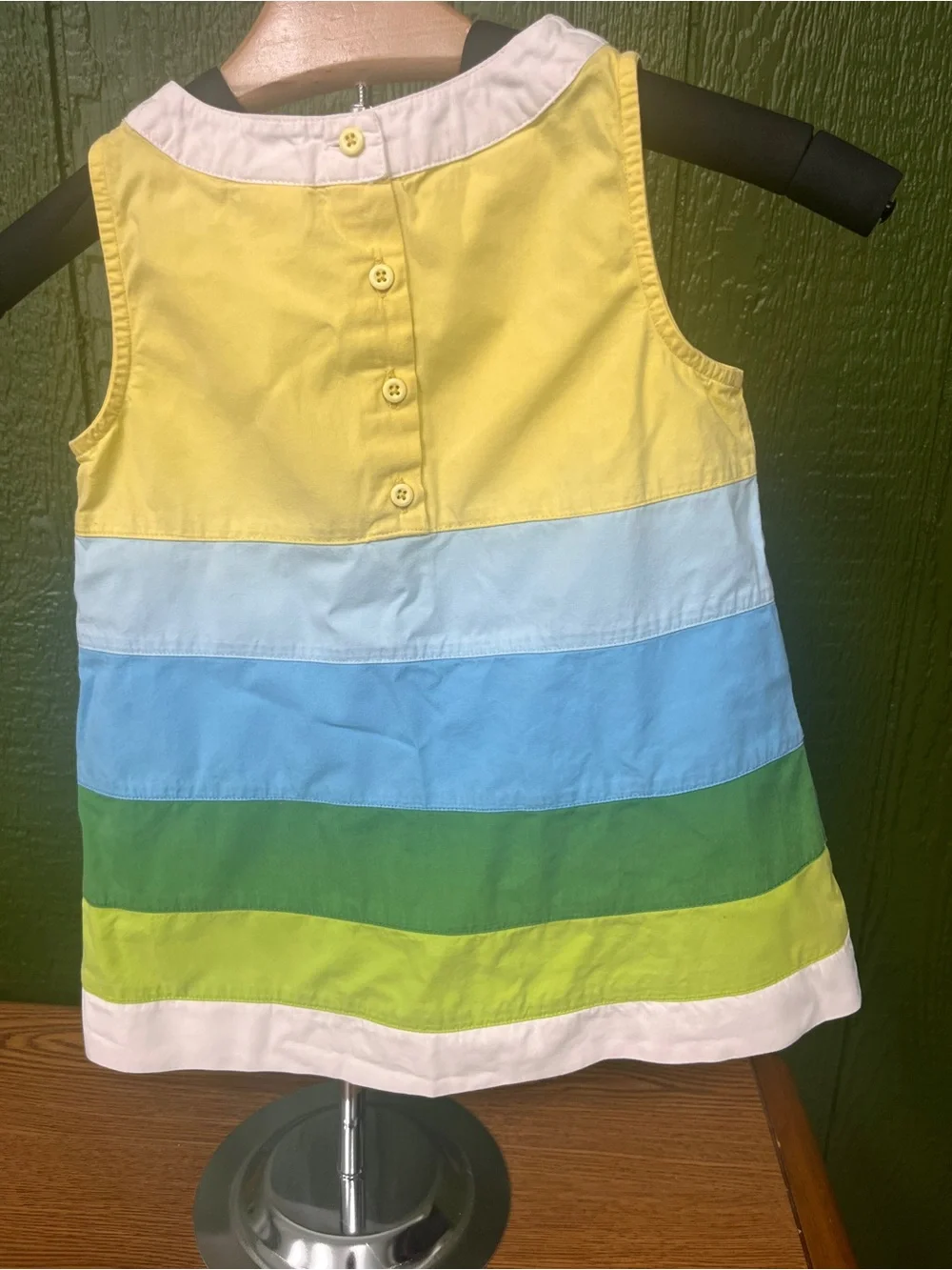 Gymboree Yellow White Blue Green Striped Daisy Dress